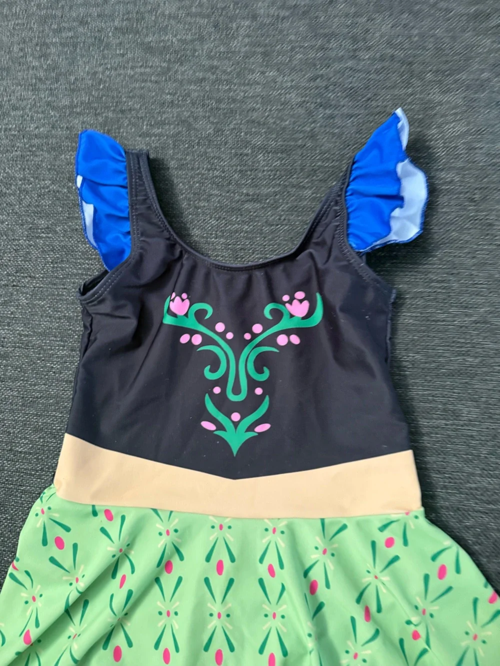 Girls Green & Black Disney Princess one piece swim suit size S/M